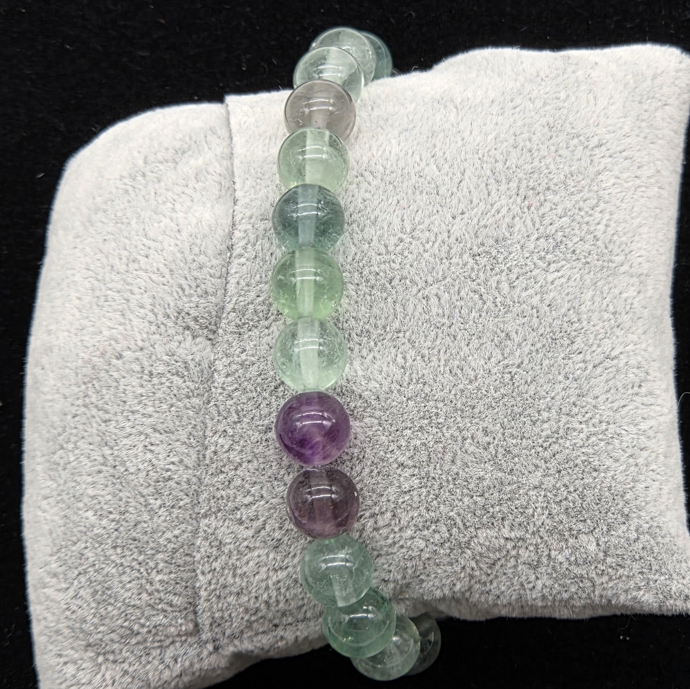 Fluorite Natural Stone Beaded Stretch Bracelet